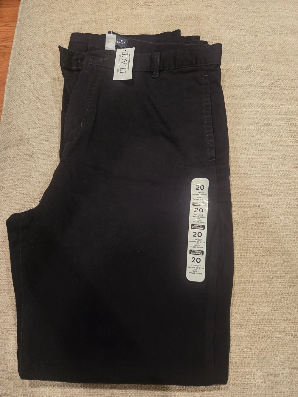 The Children's Place Boys Black Chino Pants 20 Husky